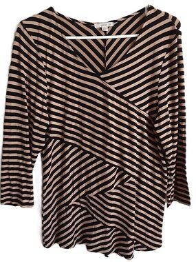 Item title VTG 80's Erin London Blouse Size LARGE Striped V-Neck 3/4 Sleeve Visc